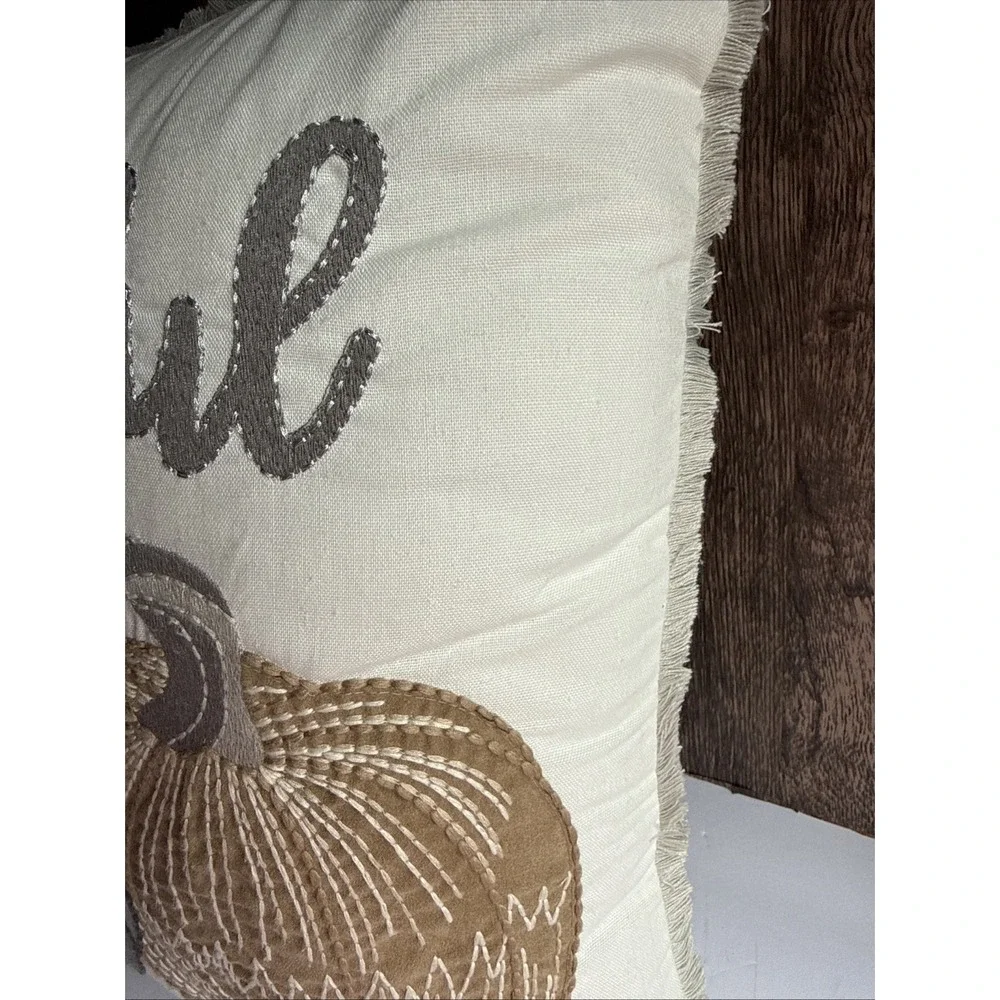 Pumpkin Thankful Pillow Embroidered Decorative Throw Pillow Fall Decor‎ 18x18
